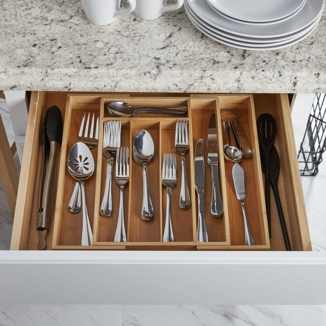 Rangement cuillère tiroir cuisine en bois hêtre rangement ustensiles et coutellerie