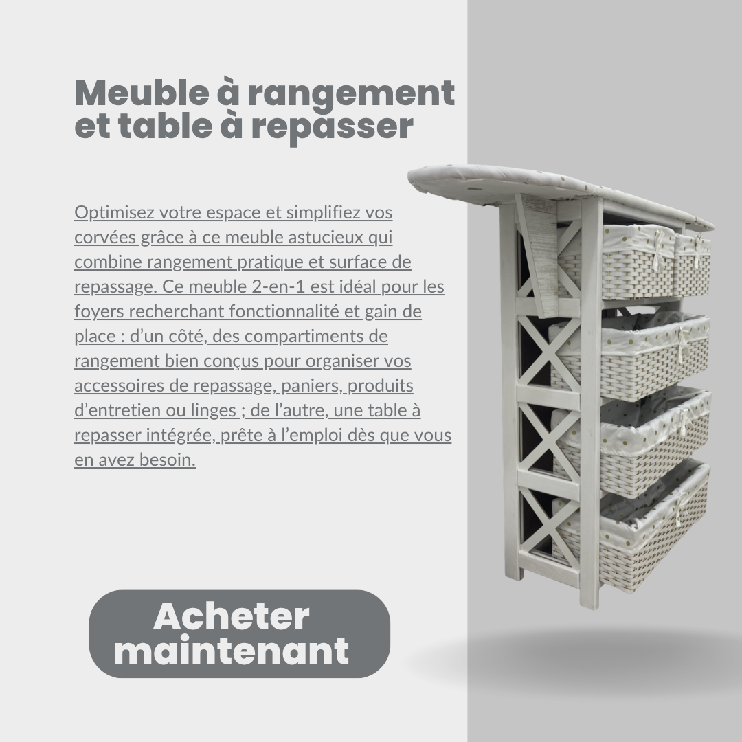 Meuble à rangement et table fer à repasser
