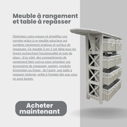 Meuble à rangement et table fer à repasser