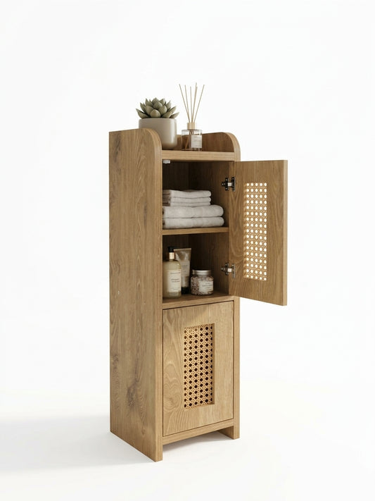 Meuble d'angle de salle de bain avec étagères réglables