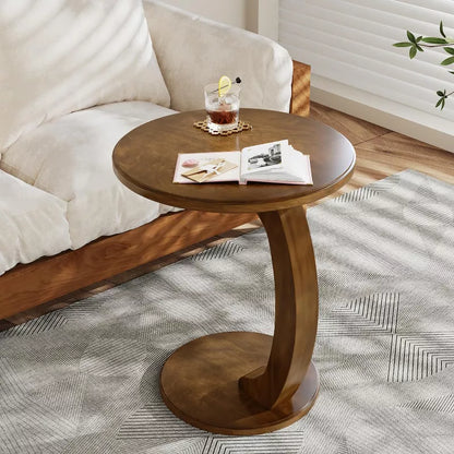 Table mobile Curvy, table d'appoint Ronde en Bois hetre, Bout de canapé, Table basse, Table de lit