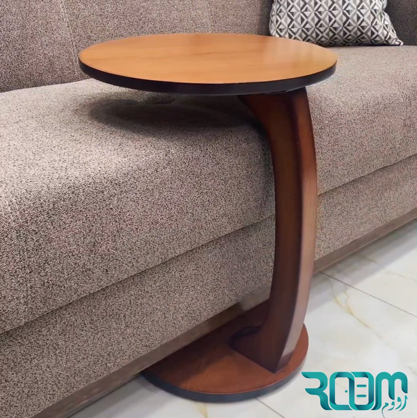 Table mobile Curvy, table d'appoint Ronde en Bois hetre, Bout de canapé, Table basse, Table de lit