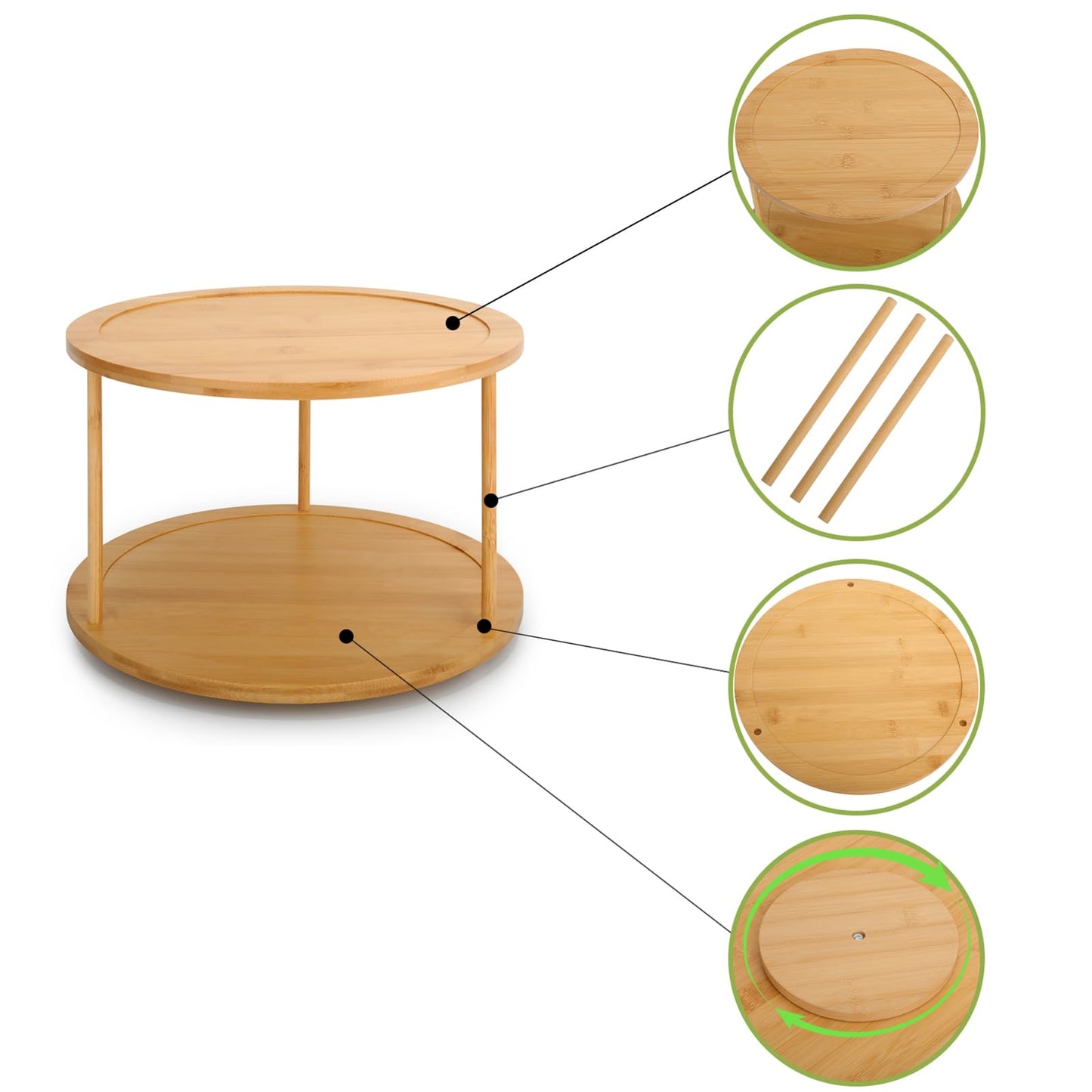 Plateau tournant rond en bambou