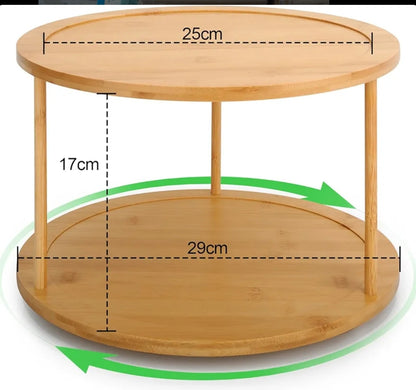Plateau tournant rond en bambou