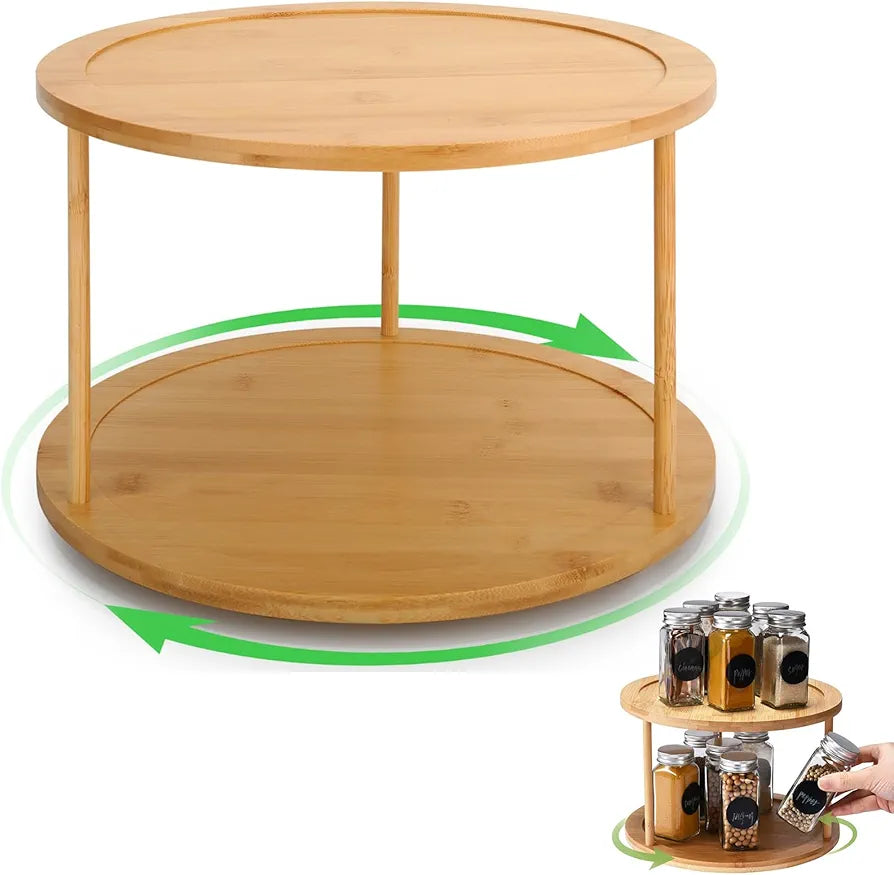 Plateau tournant rond en bambou